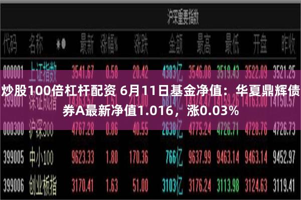 炒股100倍杠杆配资 6月11日基金净值：华夏鼎辉债券A最新净值1.016，涨0.03%